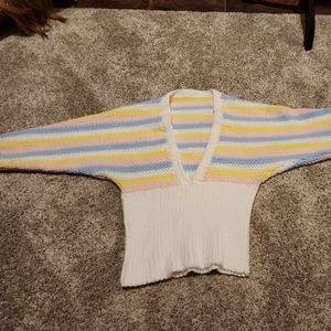 Vintage Handmade Knit Sweater Striped Girls Teen